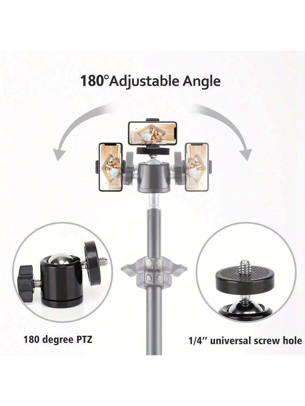 1pc 63-inch With Foldable Tripod & Phone Holder Clip 160.02 Cm Multifunctional Tripod, Tripod For Phone And Camera 6