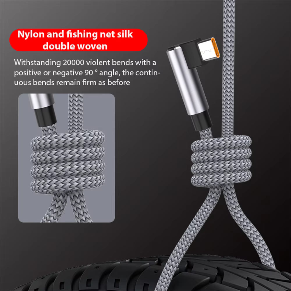 6A USB C Elbow Type C Fast Charge Cable 3m 5m Phone Extend Charging Cable for Samsung Huawei Xiaomi Oppo OnePlus VR Camera 5