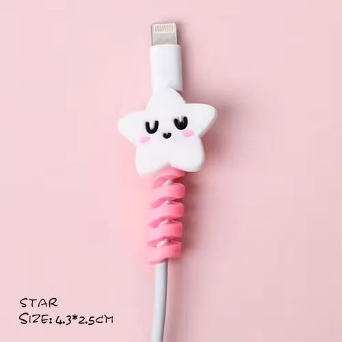 8 PCS Cartoon Silicone Charger Cable Protectors Mobile Phone Charger End Cord Charging Cable Winder