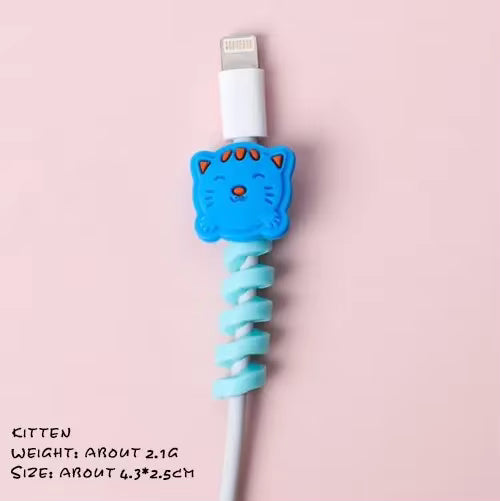 8 PCS Cartoon Silicone Charger Cable Protectors Mobile Phone Charger End Cord Charging Cable Winder
