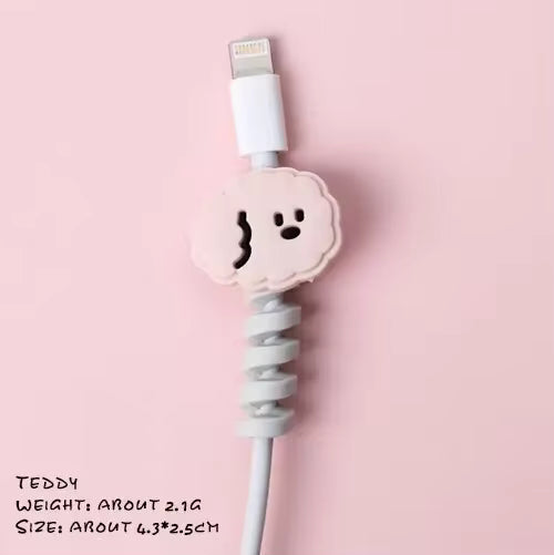 8 PCS Cartoon Silicone Charger Cable Protectors Mobile Phone Charger End Cord Charging Cable Winder