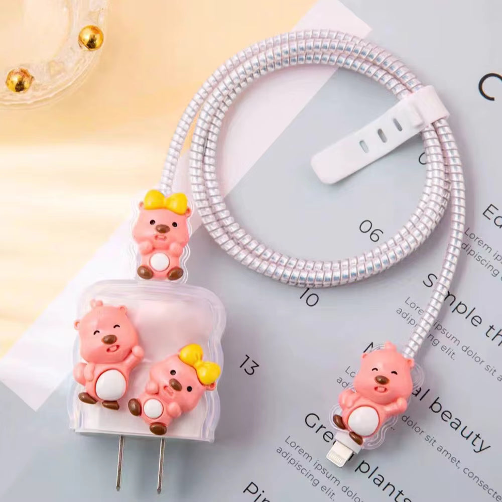 Charger Protector for Apple Charger 18W 20W Silicone Case Cable Winder Set For iPhone 13 15 11 14 12 Pro Max Power Adapter Cover